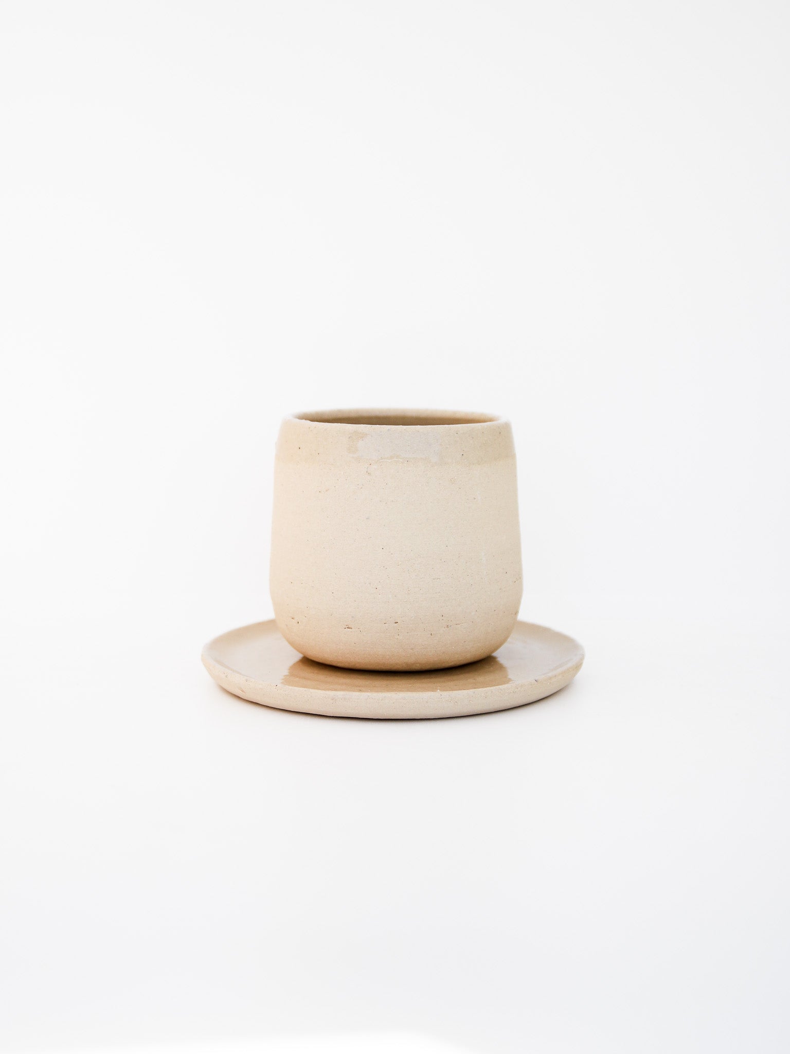 Tas en onderbordje ruw beige